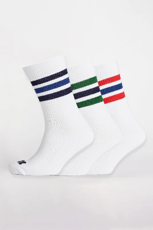 Weekend Deals That Dazzle Sports Cotton Sock Calf 3 Pack - Blue Stripe