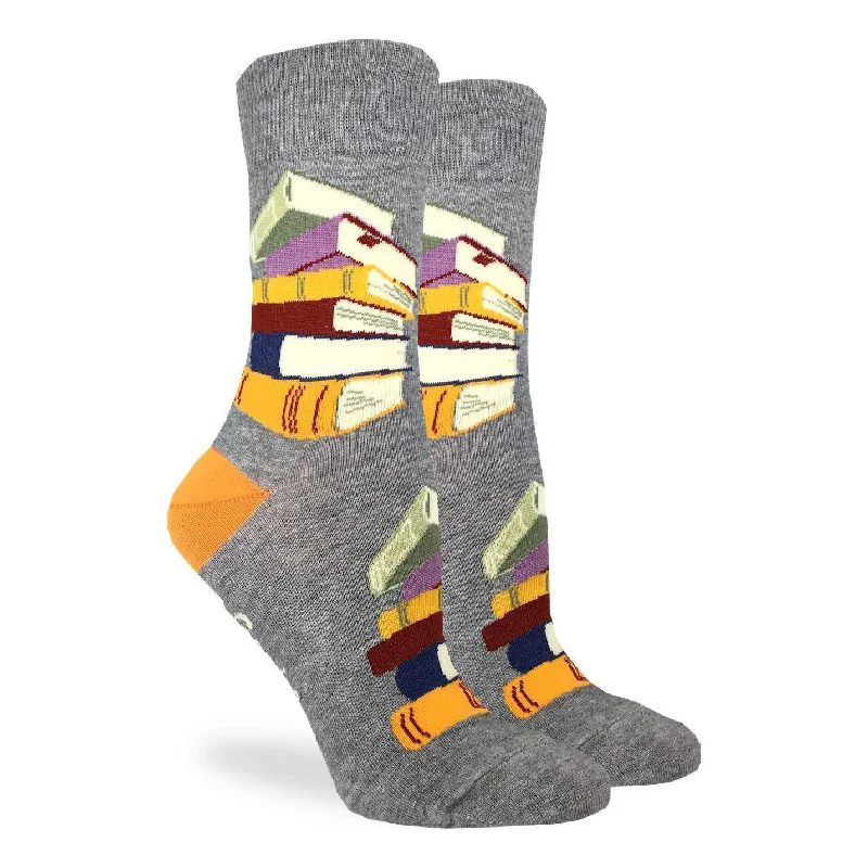 Massive Deal "Stack of Books" Cotton Crew Socks by Good Luck Sock