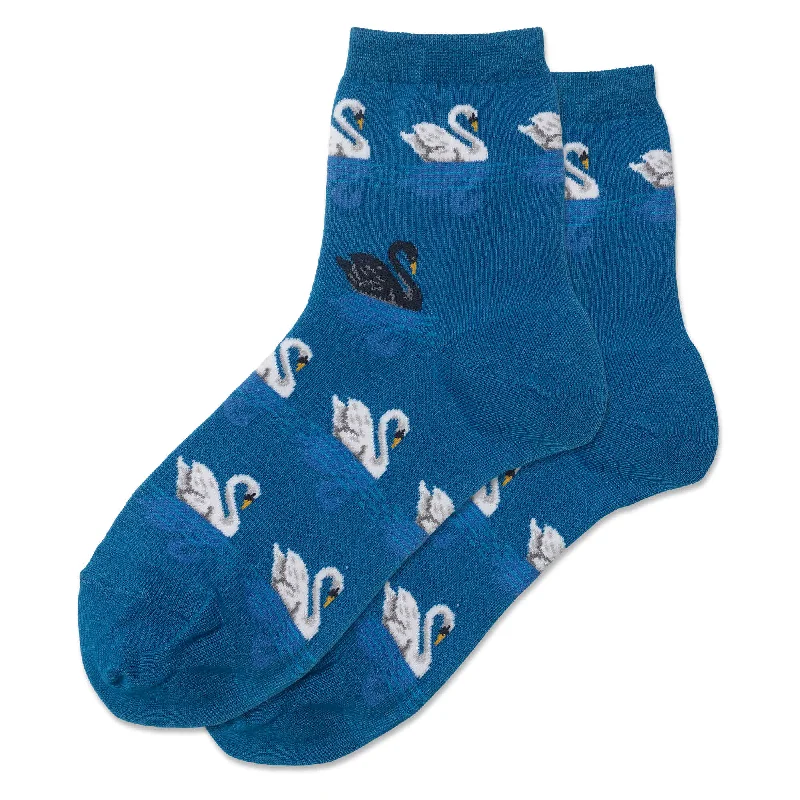 Weekend Deals That Dazzle "Swan" Cotton Anklet Socks by Hot Sox - Medium