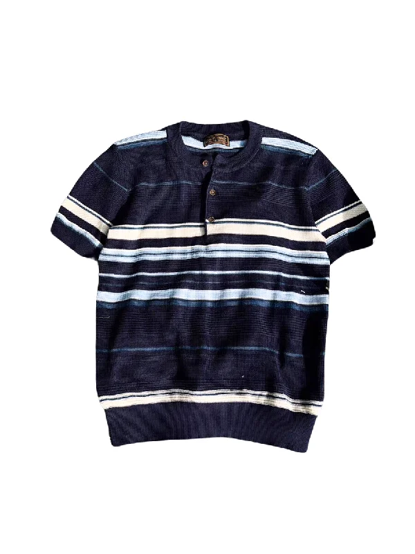 Weekend Specials to Savor Tencel knitted Striped Navy t-shirt