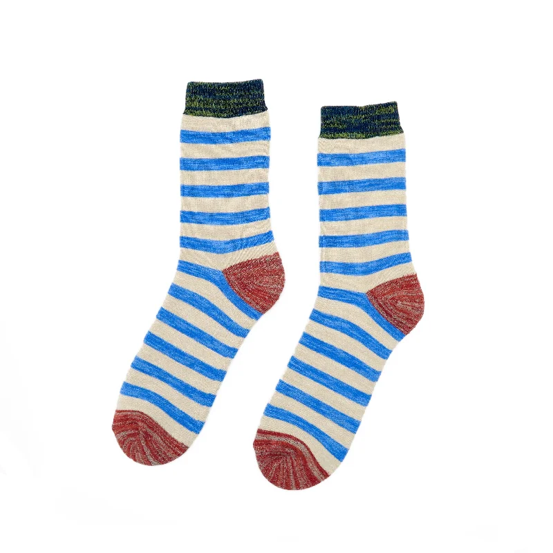 Don't Miss Out Thick Stripe Sock - Blue