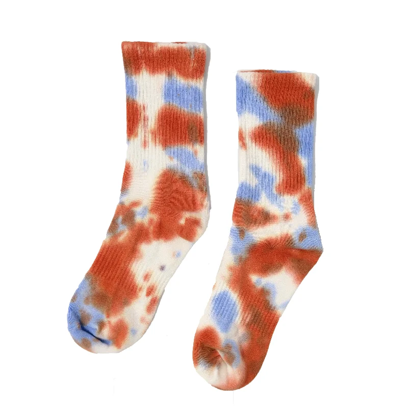 Weekend Savings Delight Tie Dye sock - Dark Orange and Blue