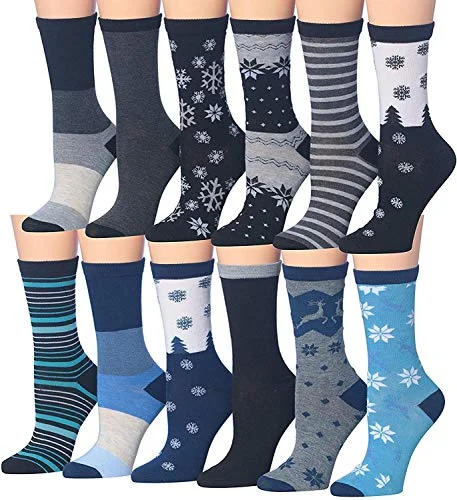 Buy Today Tipi Toe Women's 12 Pairs Colorful Patterned Crew Socks WC41-AB-N1