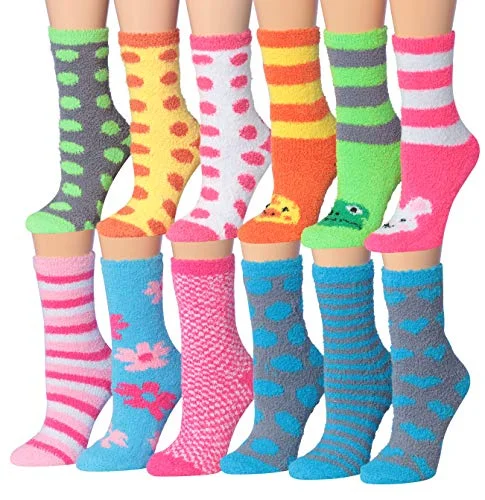 Weekend Deals That Spark Tipi Toe Women's 12-Pairs Soft Fuzzy Anti-Skid Crew Socks FZ14-22
