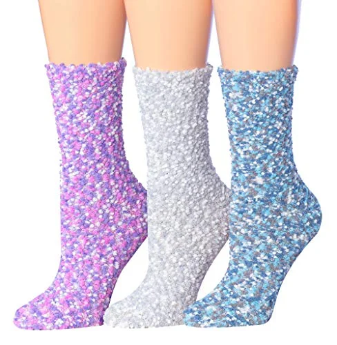Weekend Specials to Love Tipi Toe Women's 3-Pairs Cozy Microfiber Anti-Skid Soft Fuzzy Crew Socks FZ19-A