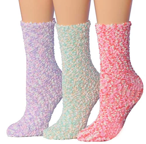 Weekend Bargains to Snag Tipi Toe Women's 3-Pairs Cozy Microfiber Anti-Skid Soft Fuzzy Crew Socks FZ20-A