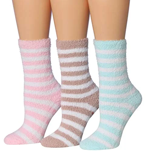 Weekend Deals That Please Tipi Toe Women's 3-Pairs Cozy Microfiber Anti-Skid Soft Fuzzy Crew Socks FZ31-B