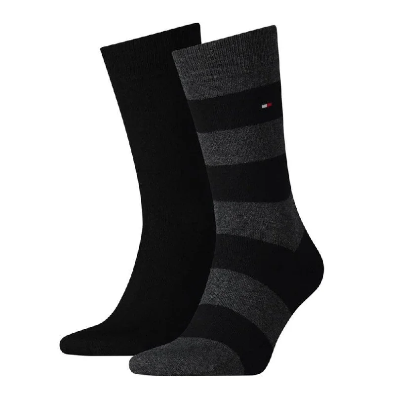 Flash Deal Tommy Hilfiger Rugby Striped Socks 2-Pack Black