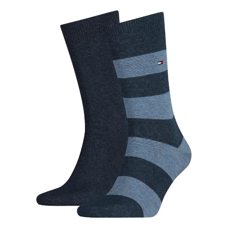 Shop and Save Tommy Hilfiger Rugby Striped Socks 2-Pack - Jeans