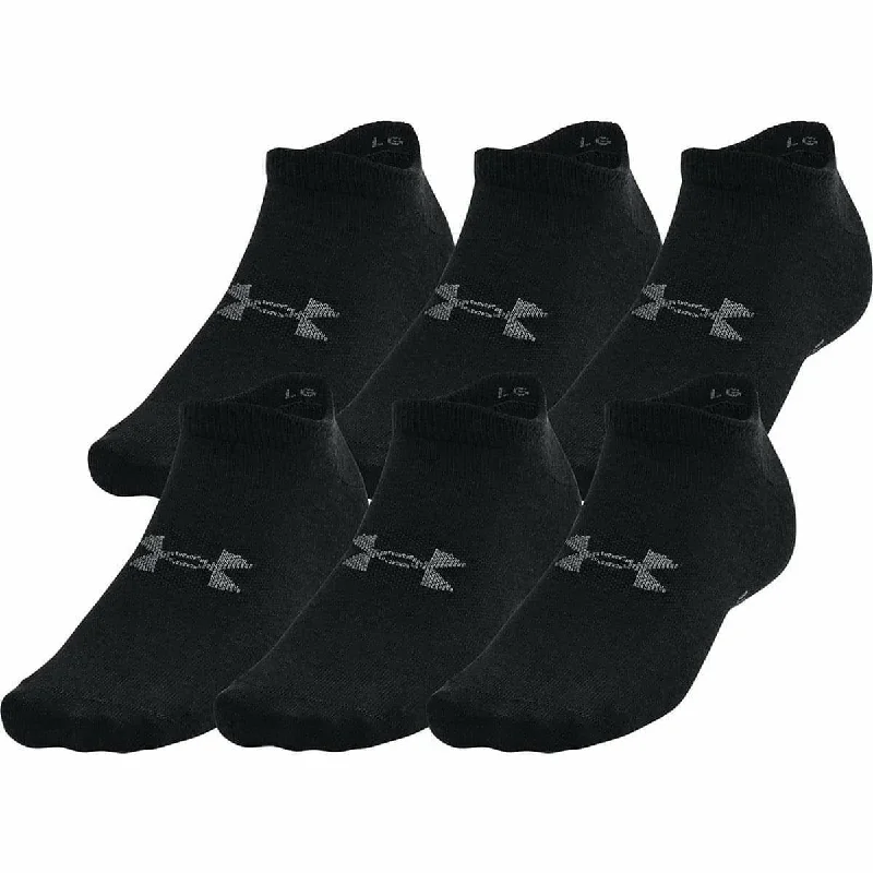 Stock Up Under Armour Essential (6 Pack) Womens No Show Socks - Black