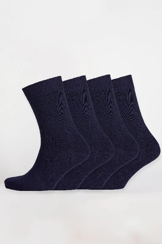 Weekend Bargains to Relish Value Cotton Sock Plain 4 Pack - Navy
