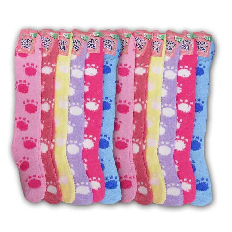 Overstock Clearance Knee High & Crew Length Colorful Thick, Soft, & Cozy Fuzzy Slipper Women's Winter  Socks