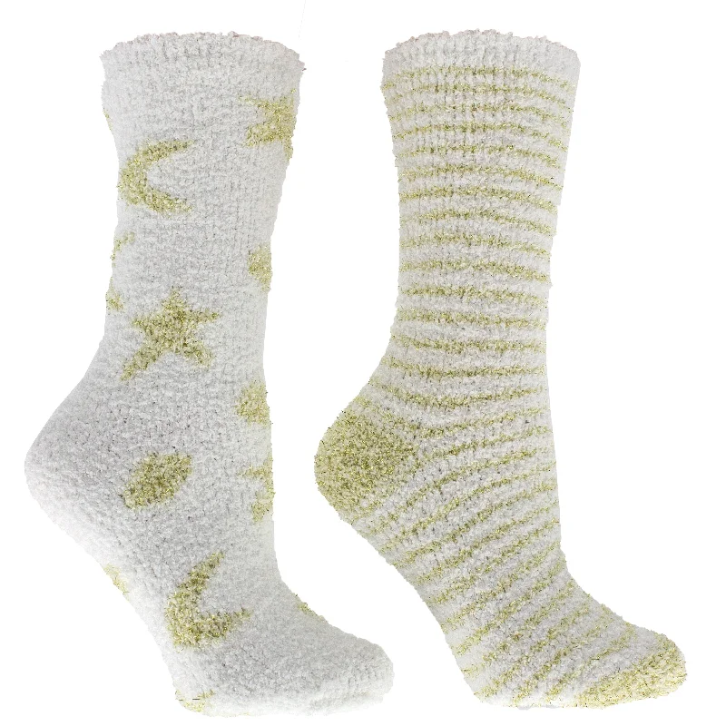 2 Pairs - Non-Skid Warm Soft and Fuzzy Eucalyptus Mint and Shea Butter Infused Slipper Socks with Sachet Christmas Gift