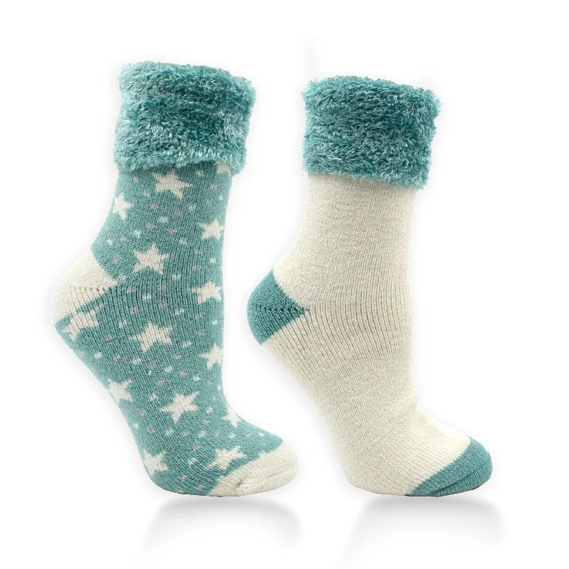 (2-Pack) Womens Lush N Plush Neroli and Shea Butter Infused  Slipper Socks - Stars