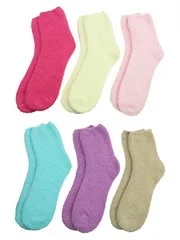 Midnight Sale Warm & Toasty Solid Color 6 Pack Fuzzy Socks