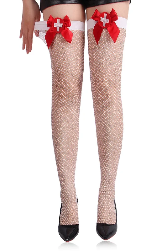 Weekend Bargains to Relish White Fishnet Nurse Stockings