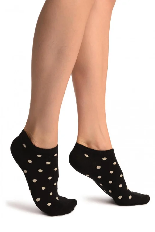 Shop the Weekend Away White Polka Dot On Black Footies Socks