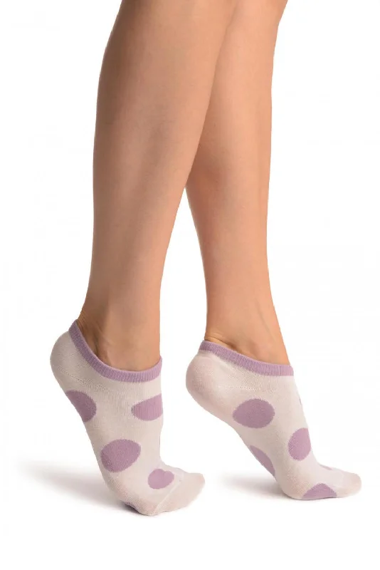 Weekend Bargains to Sizzle White With Large Purple Polka Dot Footies Socks
