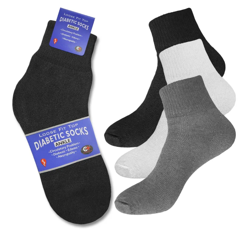 Unwind with Weekend Discounts Women's 3 or 6 Pairs of Health Support Diabetic Ankle Circulatory Socks, Non-binding & Loose Fit