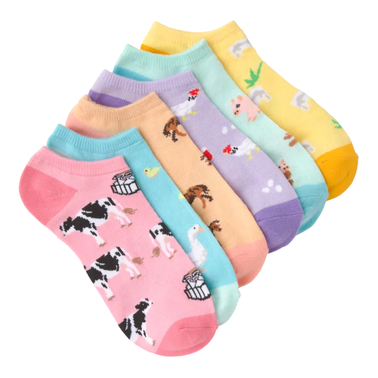 "Farm Animals" Ankle Socks by K Bell (6pk)-Medium