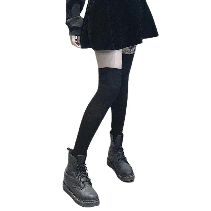 Flash Deal Women's Gothic Fleece Thigh High Socks