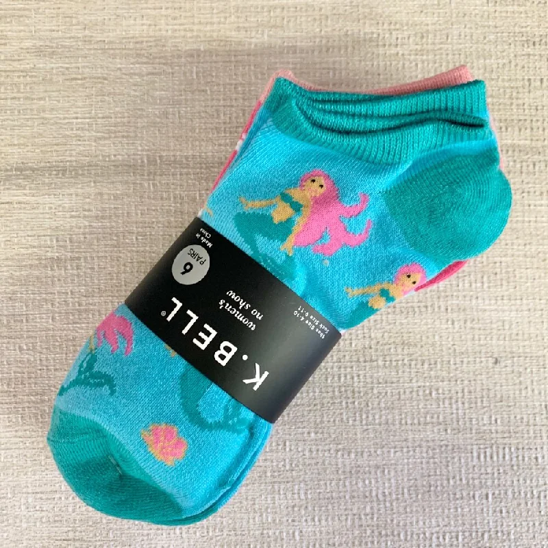 Weekend Offers That Please "Mermaid" Ankle Socks by K Bell (6pk)-Medium