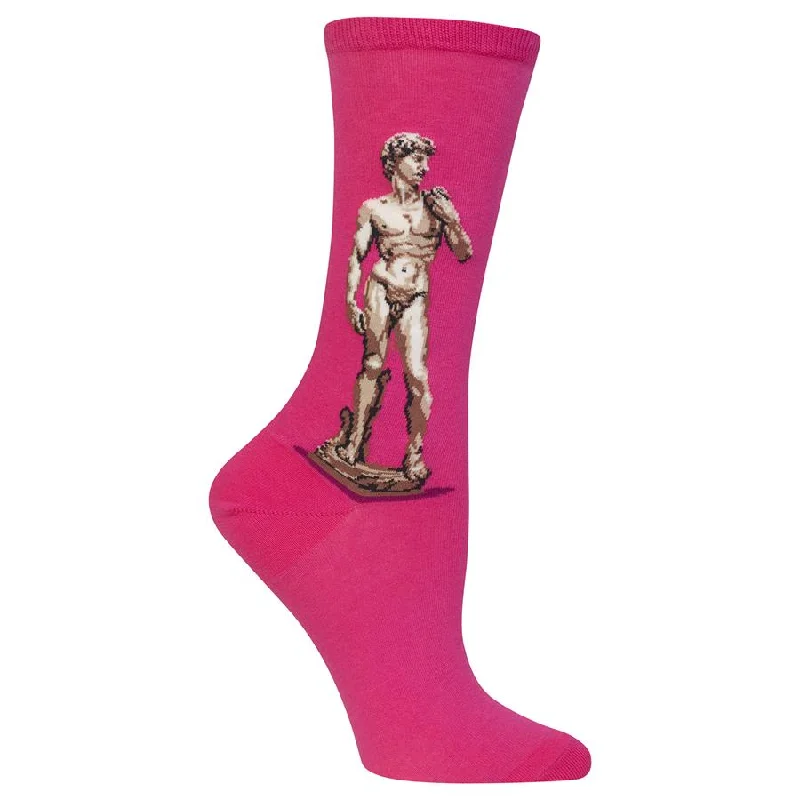 Special Discount "Michelangelo's David" Cotton Dress Crew Socks by Hot Sox - Medium
