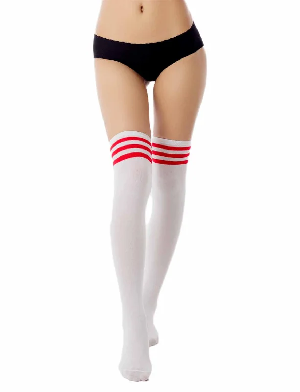Weekend Deals That Dazzle iB-iP Women's Navy Stripes Sports Football Style Hold-up Thigh High Long Socks