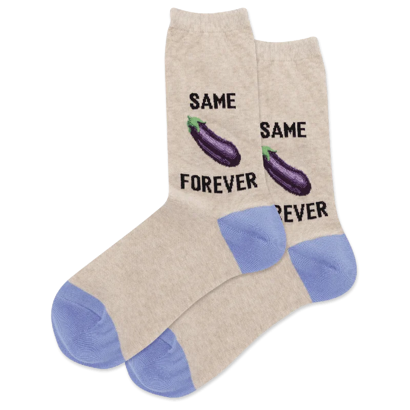 Midnight Madness "Same Eggplant Forever" Cotton Dress Crew Socks by Hot Sox