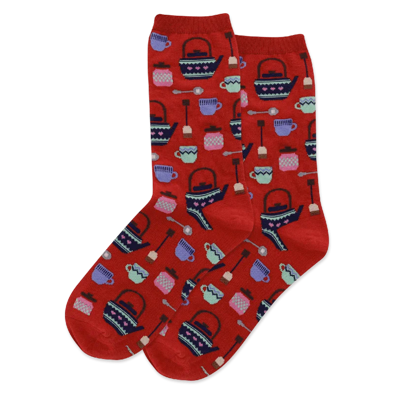 Weekend Offers That Delight "Tea Pots" Cotton Dress Crew Socks by Hot Sox