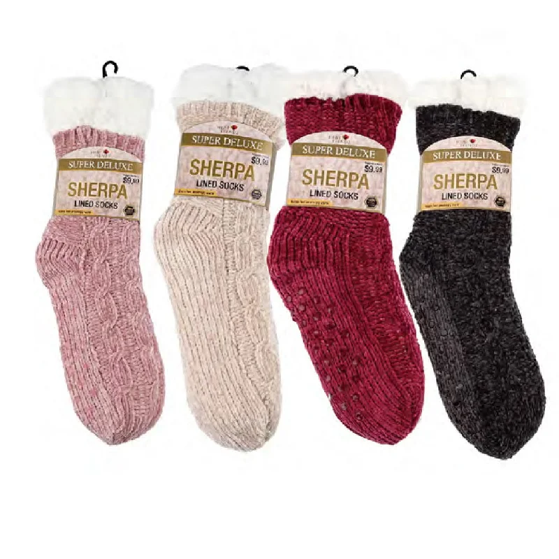 Weekend Deals That Spark Women's Winter Super Soft Thick Warm Sherpa Cozy Fuzzy Fleece-lined Anti slip Grippers Slipper Socks