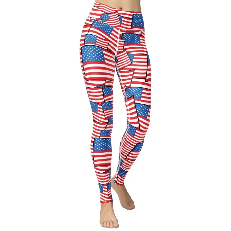 Weekend Offers That Shine American Flag Pattern Yoga Leggings