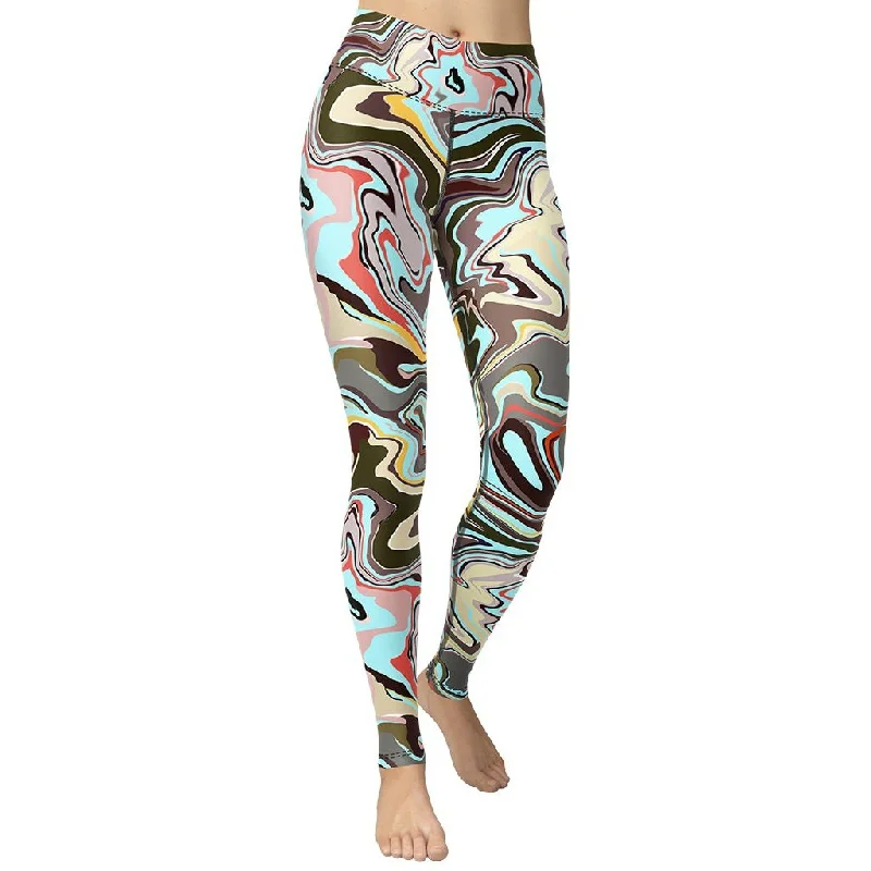 Weekend Shopping Extravaganza Aqua Marble Yoga Leggings