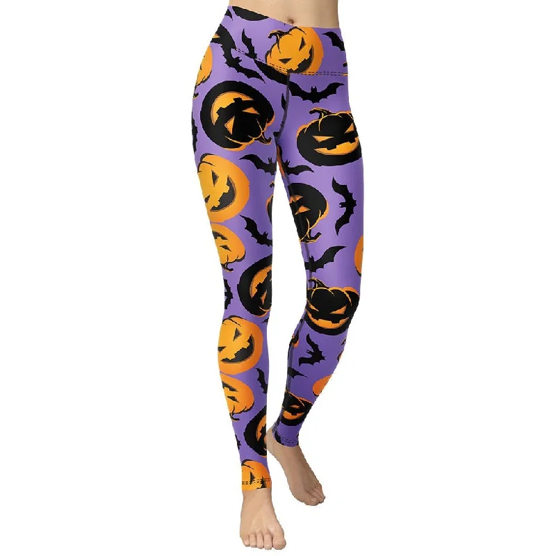 Lowest Rates Bats and Jack O'Lanterns Yoga Leggings