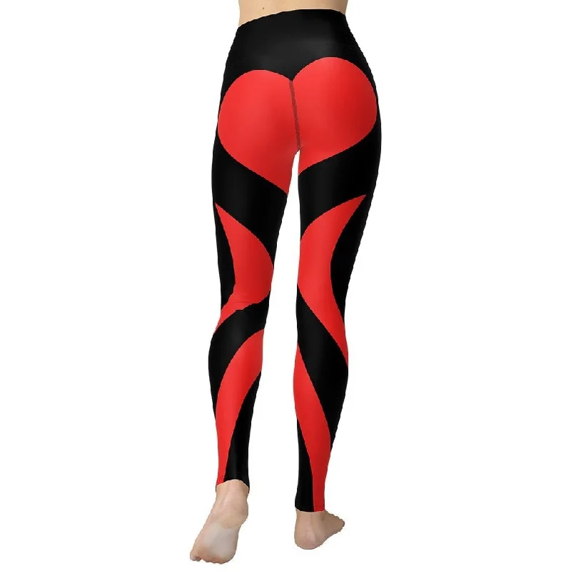 Exclusive Offer Black & Red Heart Shaped Yoga Leggings