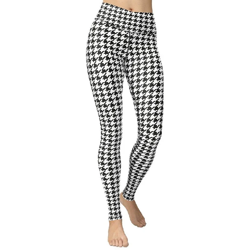Weekend Bargains Galore Black & White Houndstooth Print Yoga Leggings