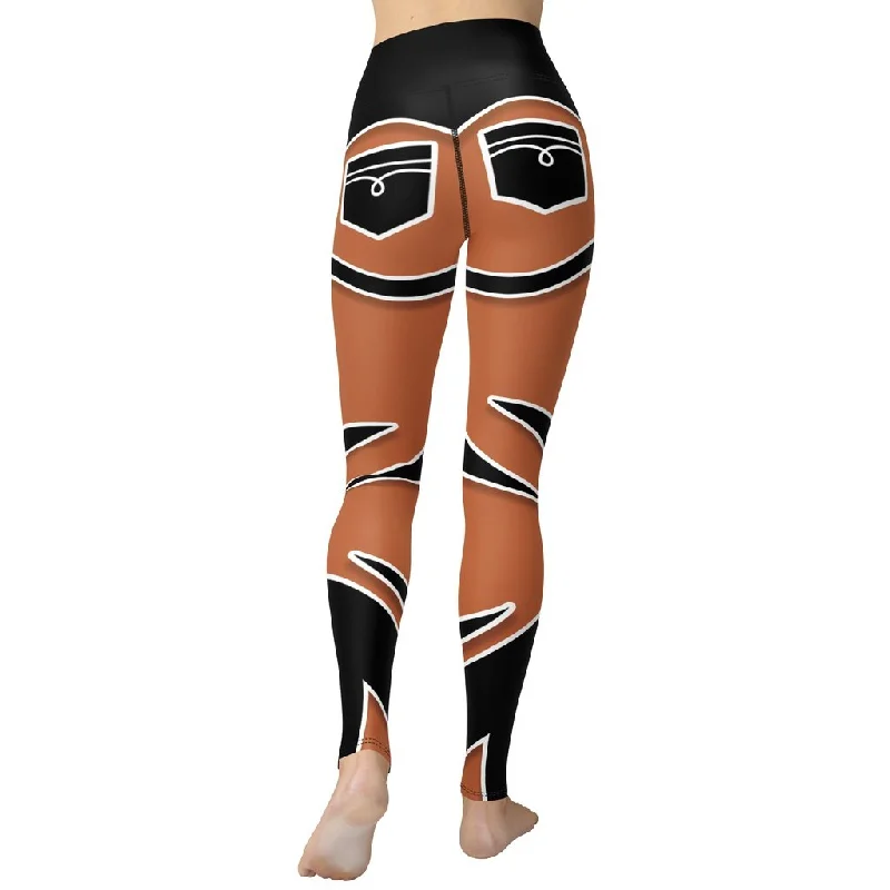 Weekend Savings Spectacular Bold Cut Outs Medium Brown Yoga Leggings