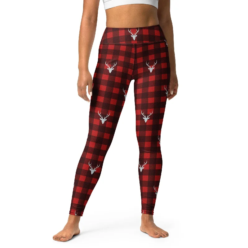 Weekend Bargains to Sizzle Buffalo Reindeer Print Yoga Leggings