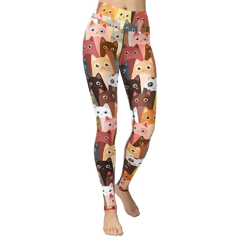 Stock Up Cartoon Cats Yoga Leggings