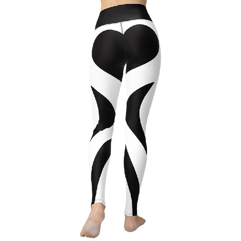 Value Pack Charcoal Black & White Heart Shaped Yoga Leggings