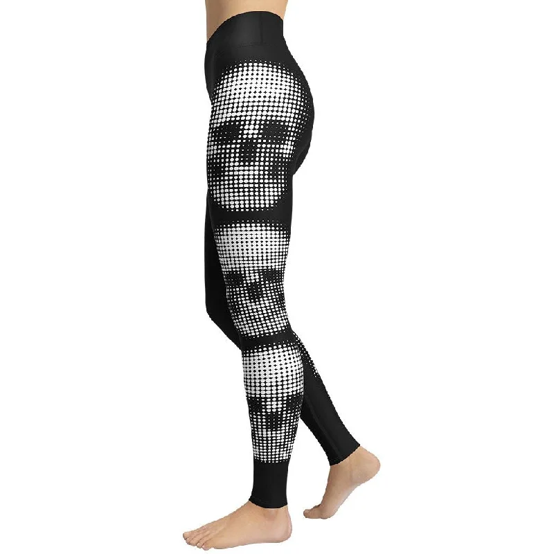 Savings Event Charcoal Halftone Skull Yoga Leggings