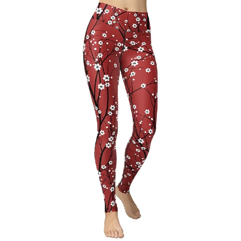 Unbeatable Deal Cherry Tree Yoga Leggings