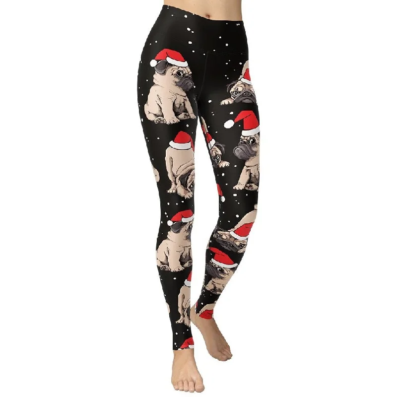 Discount Mania Christmas Pugs Yoga Leggings