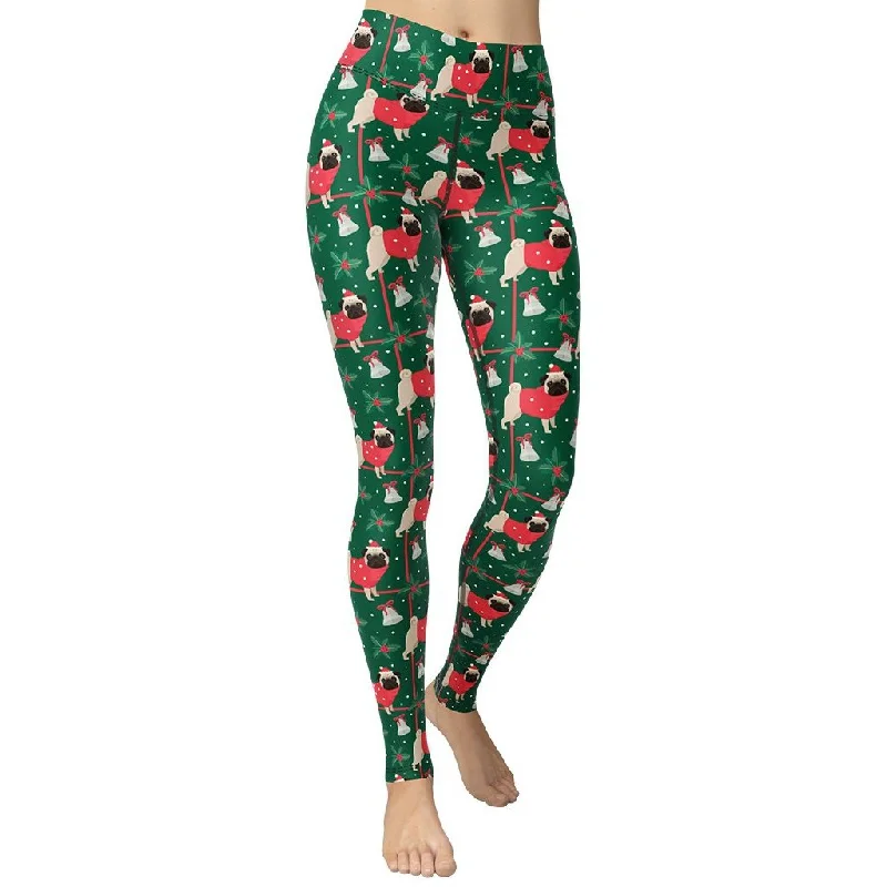 Weekend Shopping Extravaganza Christmassy Pugs Yoga Leggings