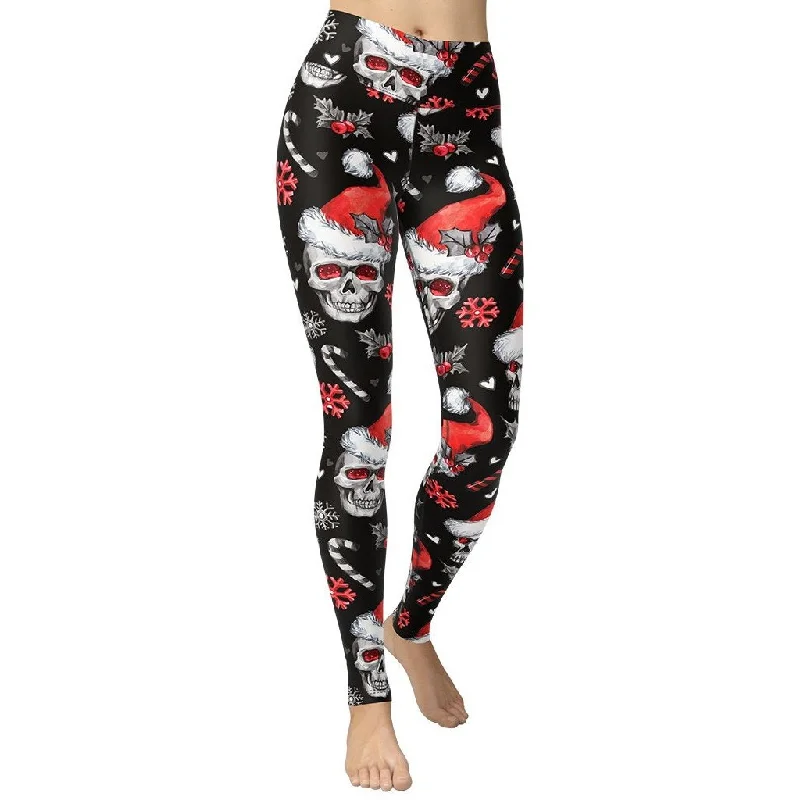 Extra Discount Christmassy Skulls Yoga Leggings