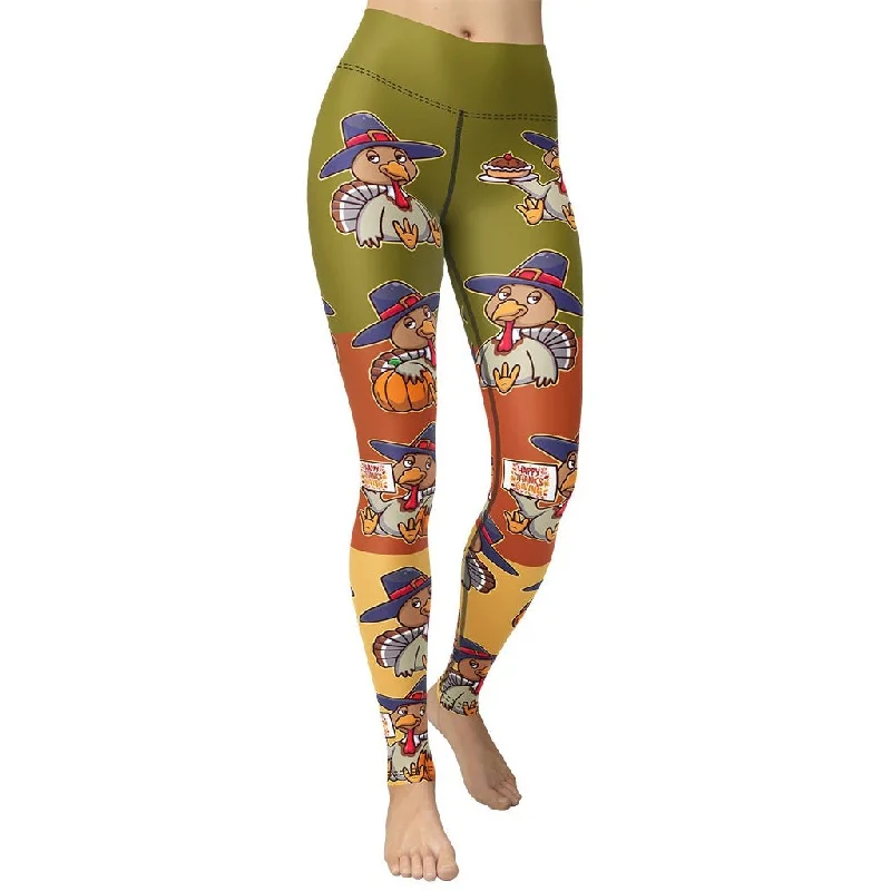 Value Deals Colorful Turkey Print Yoga Leggings