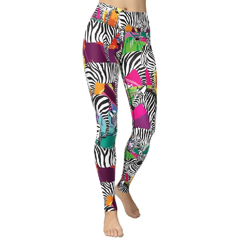 Celebrate the Weekend with Discounts Colorful Zebra Yoga Leggings