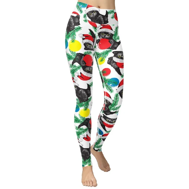 Big Savings Cute Christmas Cat Yoga Leggings