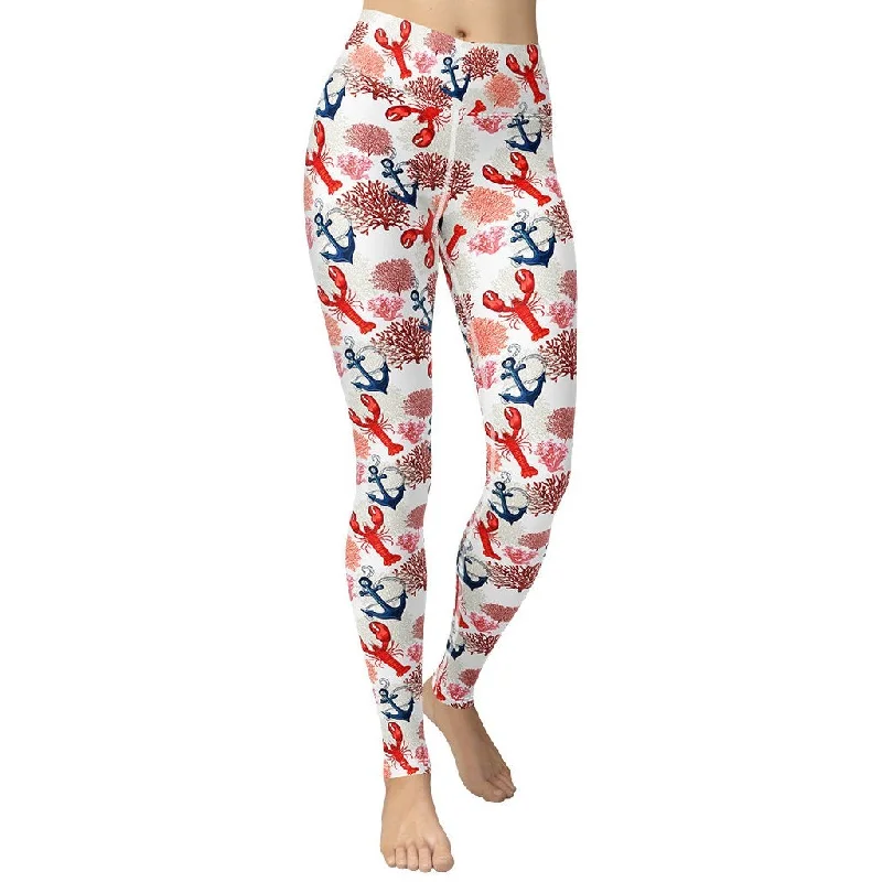 Unwind with Weekend Discounts Cute Lobster Yoga Leggings