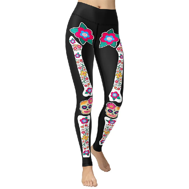 Super Sale Day of the Dead Bones Yoga Leggings